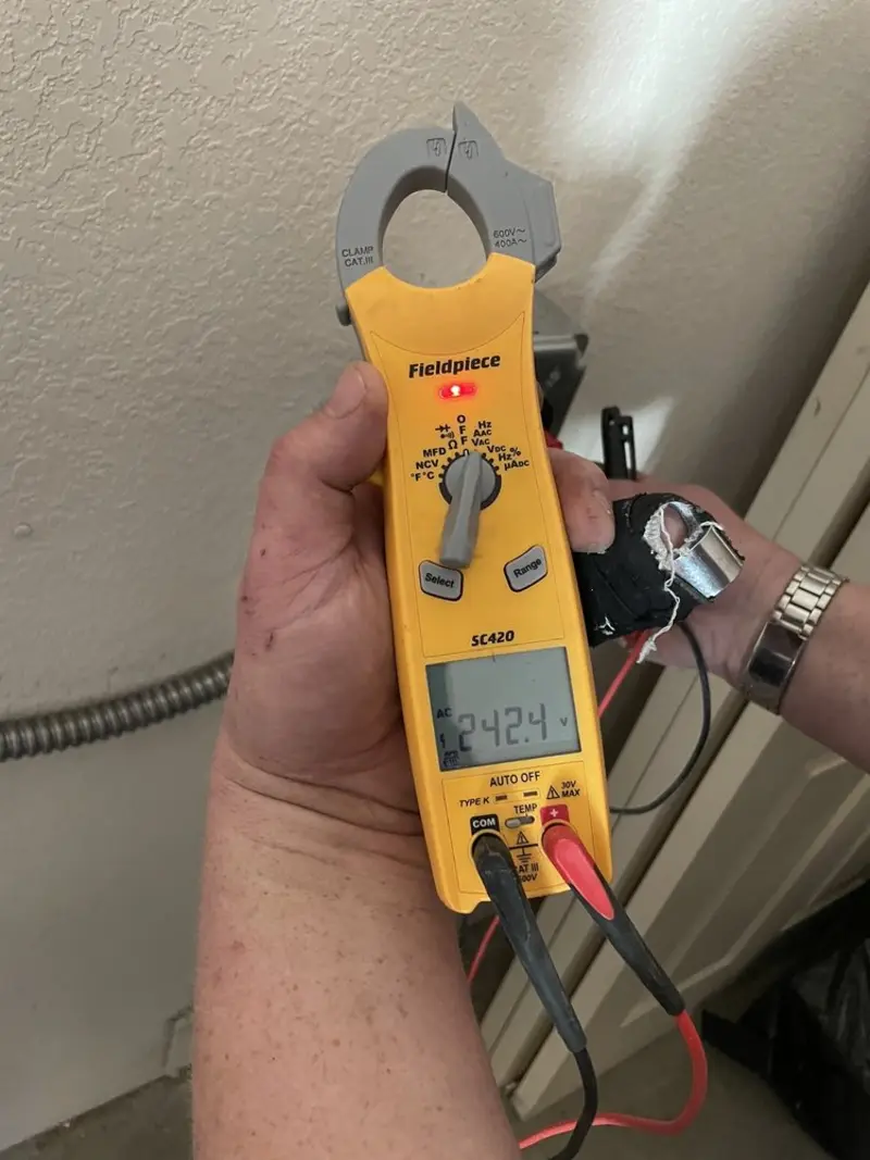 Voltage testing with clamp meter during Circuit Breaker Repair in Burnt Mills